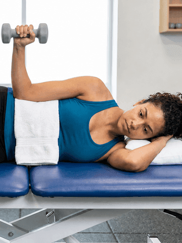 Side-Lying Shoulder External Rotation With Weight, finishing position