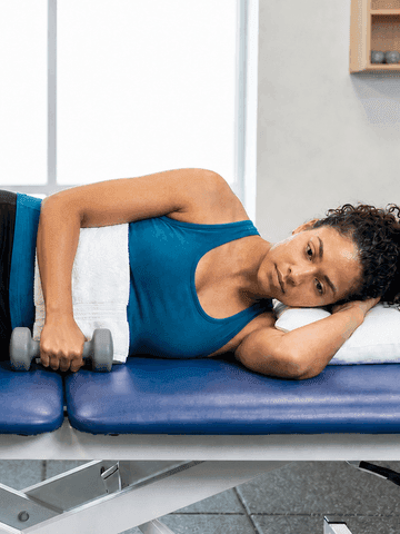 Side-Lying Shoulder External Rotation With Weight, starting position